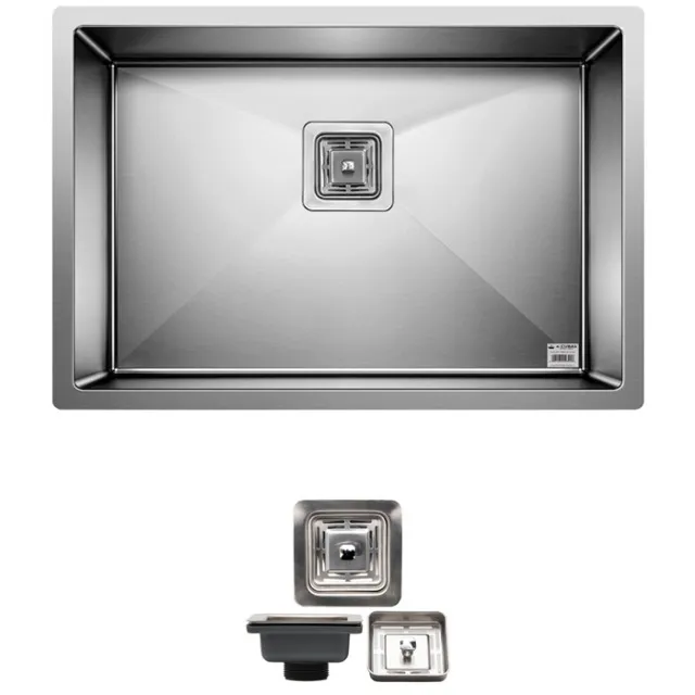 Cuba Quadrada Inox 304 Cozinha Pia Embutir Sobrepor Gourmet 65x45 Premium Com Válvula