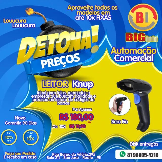 Leitor De Código De Barras Sem Fio Ultra Rápido Usb
