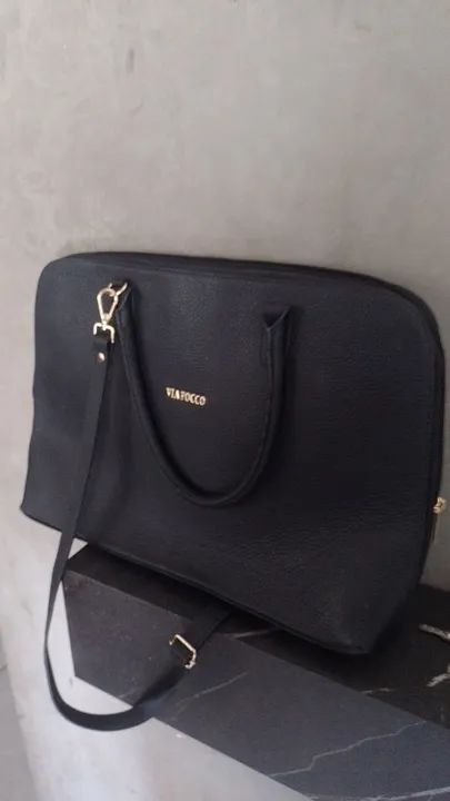 Bolsa pasta de notebook preta de couro legítimo  - Foto 2