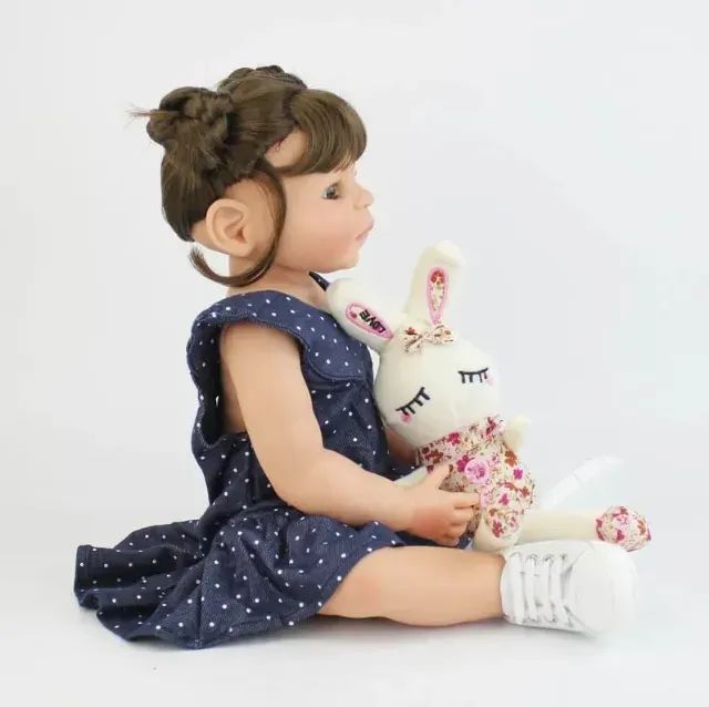 Boneca Bebê Reborn Silicone Pode Banho Realista 55cm  - Foto 2