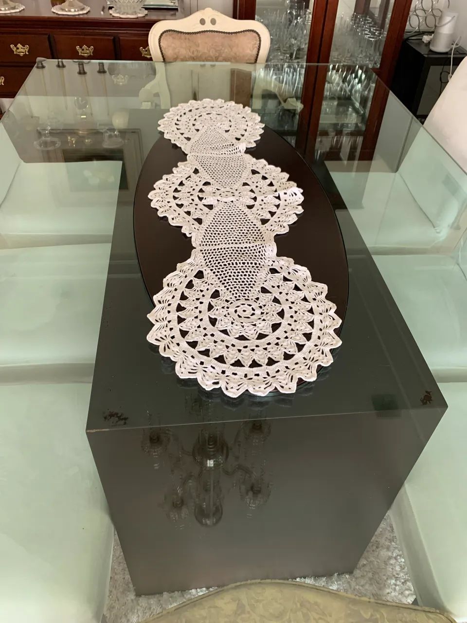 Caminho de crochê bege - Foto 3