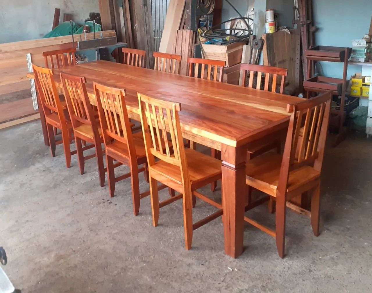 Mesa 270x90 com 10 cadeiras madeira demolição  - Foto 3