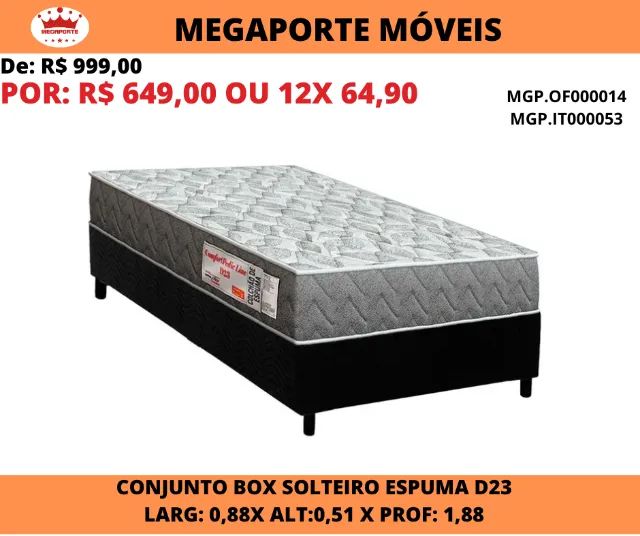 Conjunto Box Espuma D23 Solteiro 