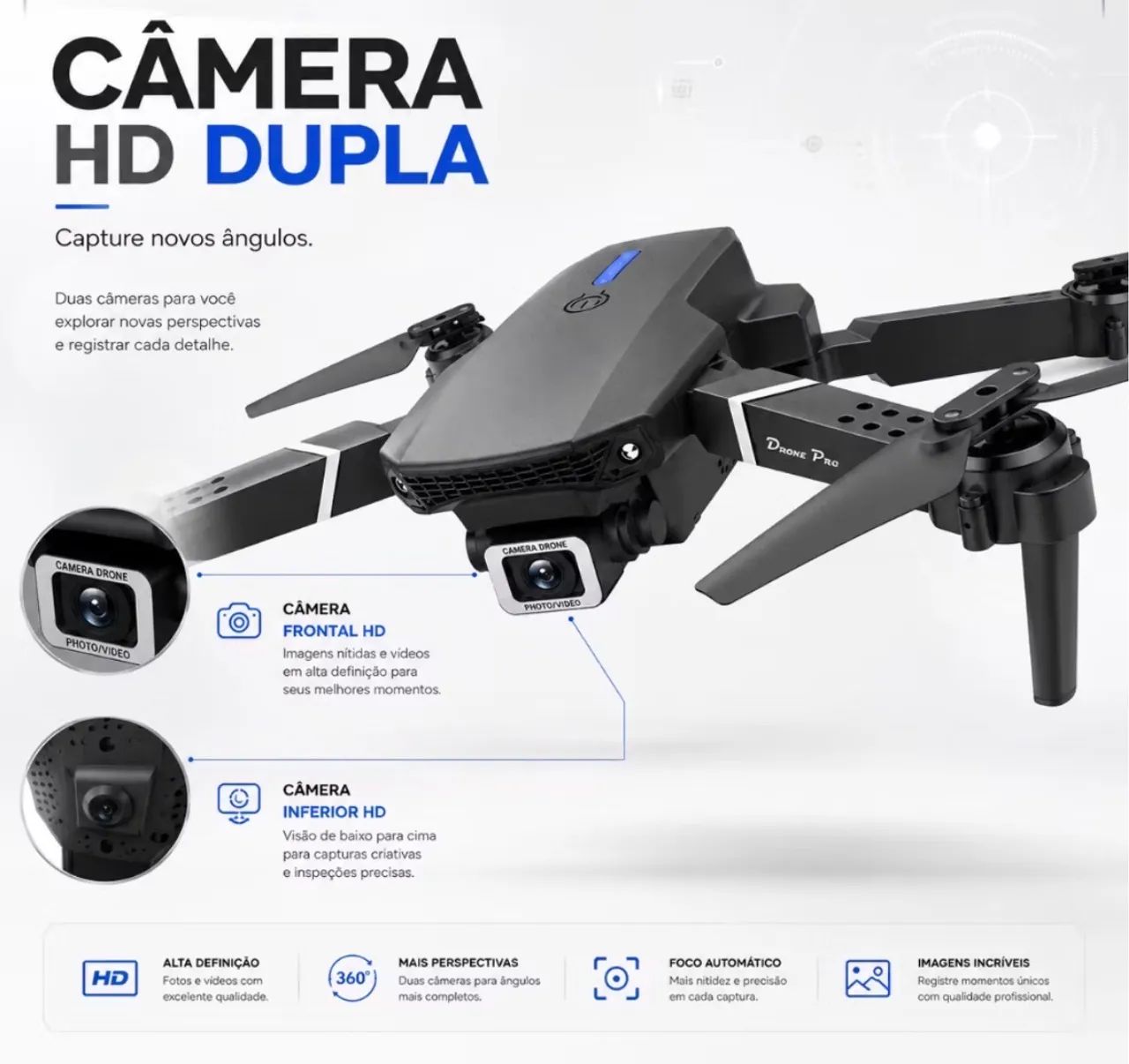 Drone portátil - câmera dupla HD - Foto 2