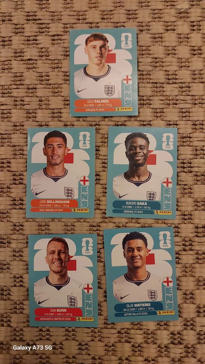Figurinhas da copa 2026 - 5 figurinhas da Inglaterra