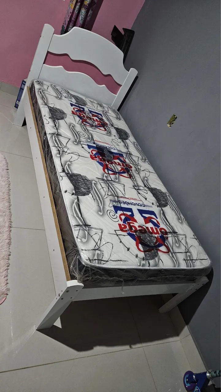 Vendo cama de solteiro com colchão no plástico ainda  - Foto 2