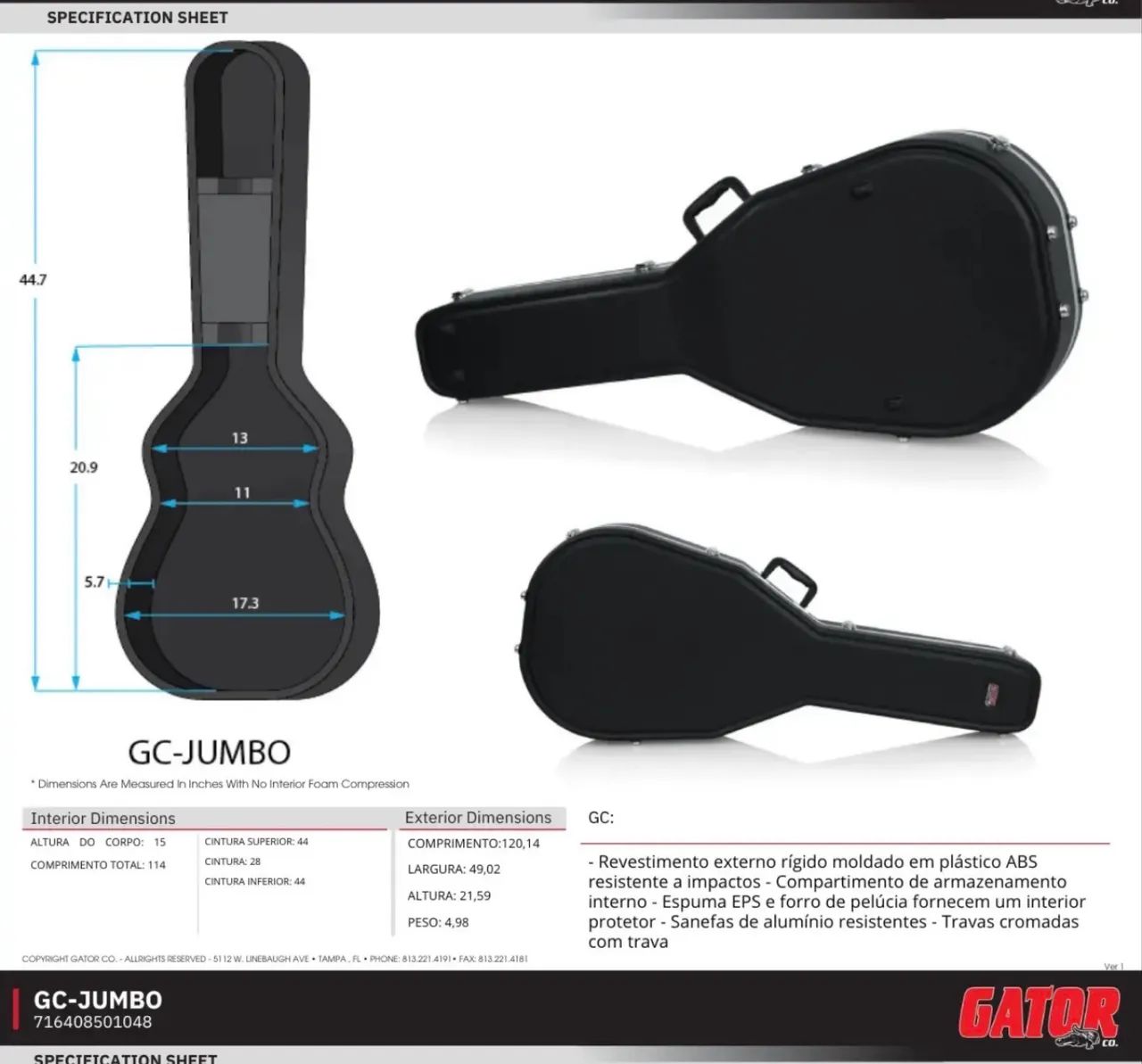 CASE VIOLÃO GATOR  GC-jumbo