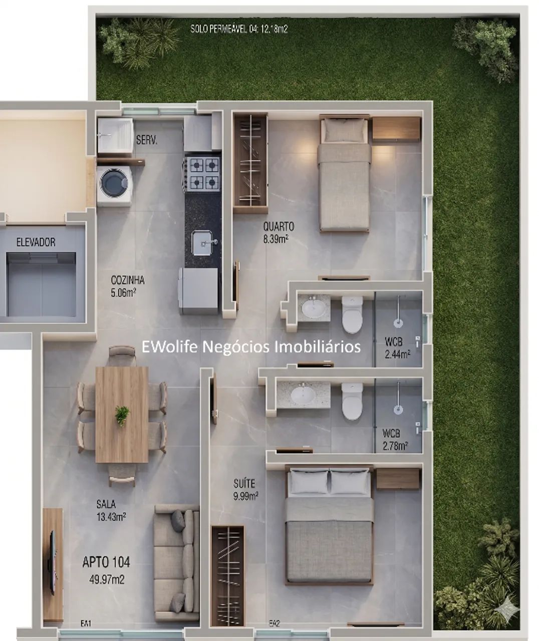 Apartamento Térreo com Área Externa em L  - Foto 2