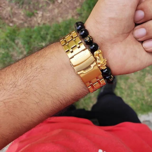 Oportunidade Relogio Masculino Dourado DE 450 POR 190 - Foto 2