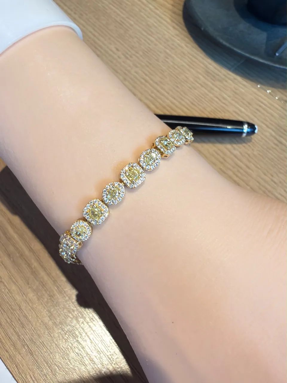 Pulseira Diamantes Fancy Yellow e Brilhantes 