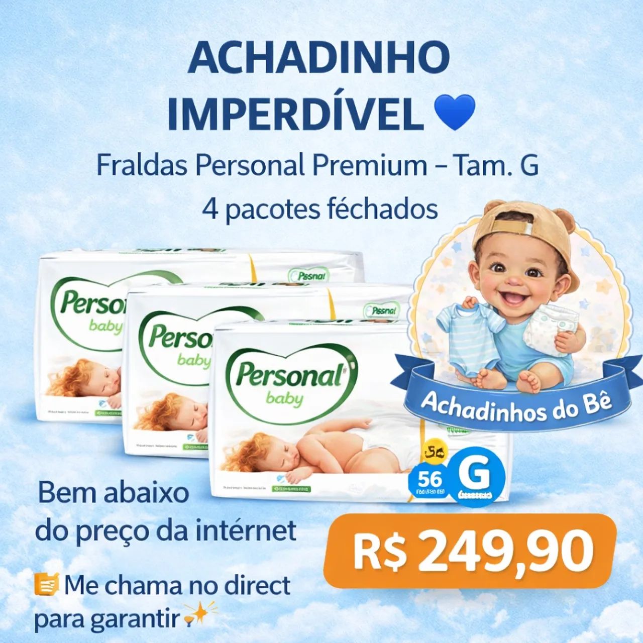 Kit de fraldas com 4 pacotes 