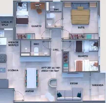 PLANTA 69m²