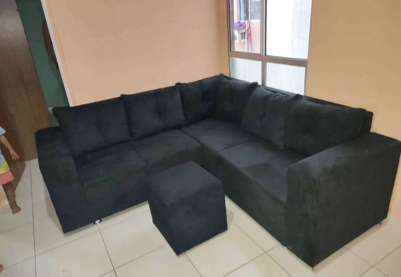 Sofá de canto preto 