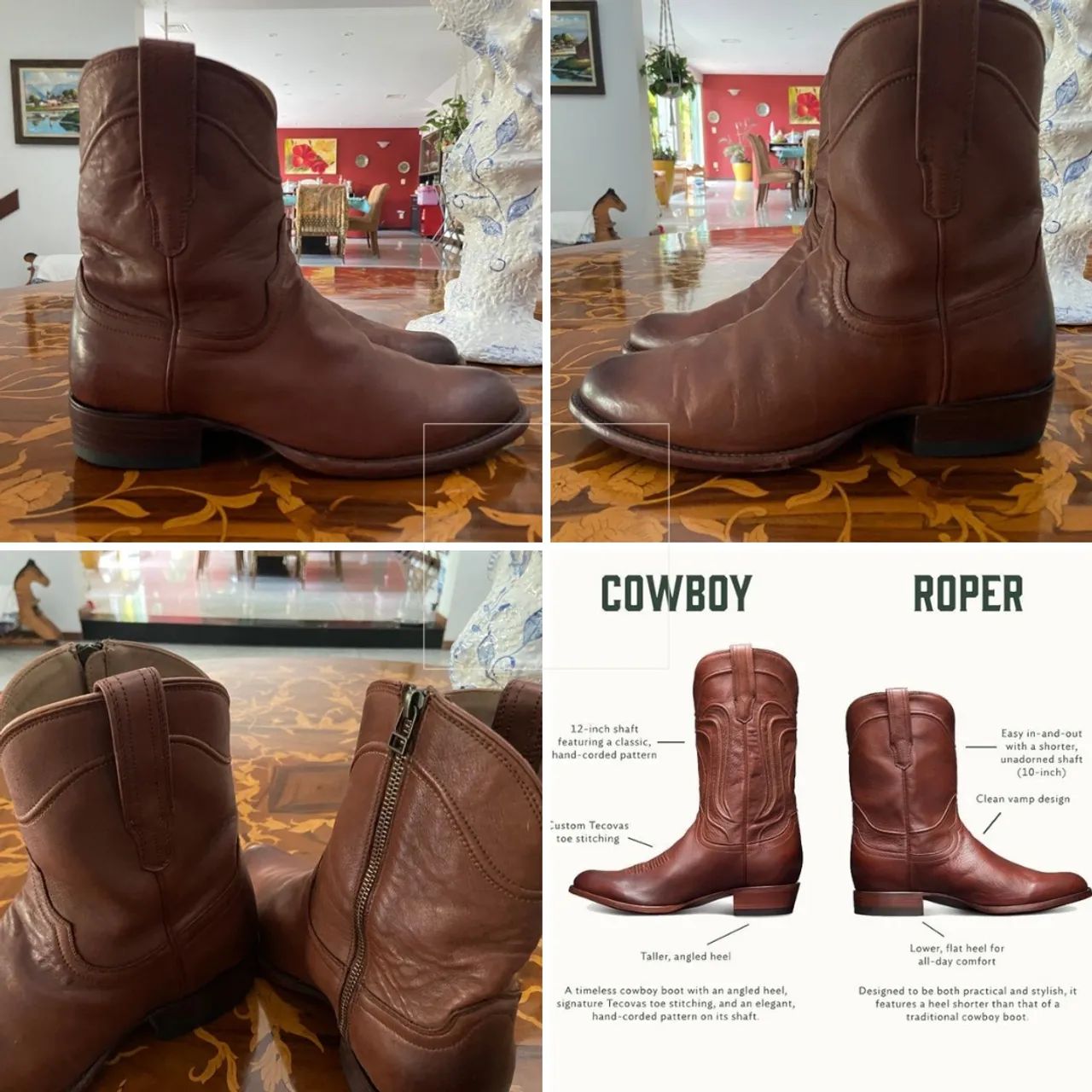 bota western tecovas the dean roper cano curto marrom - Foto 4