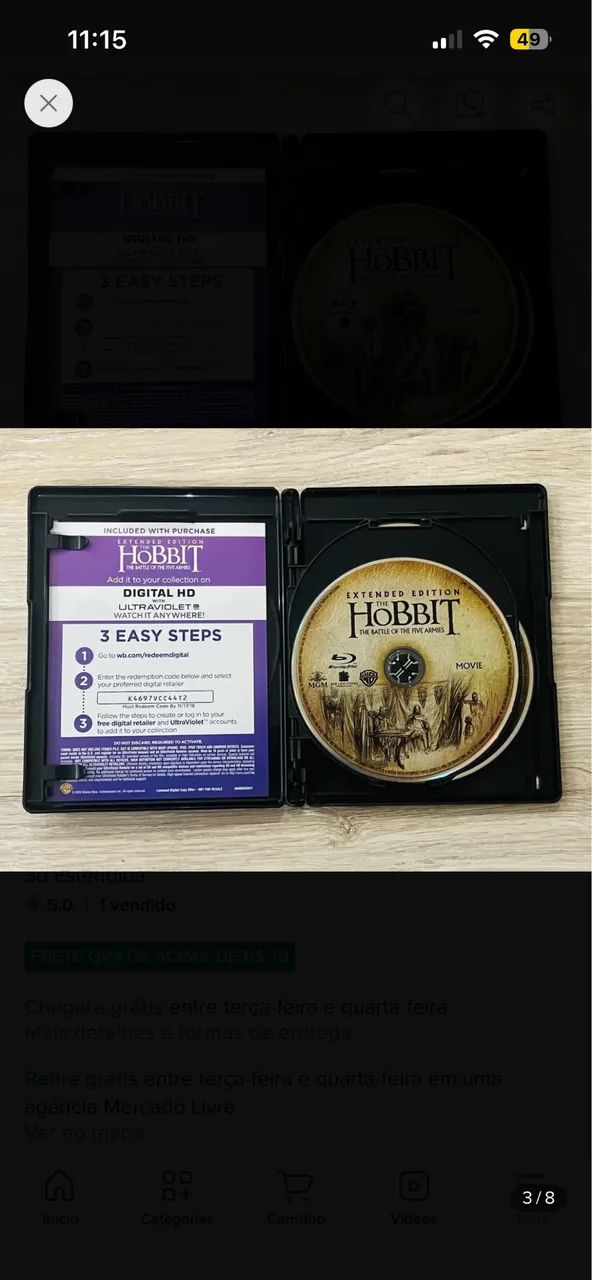 Blu-ray O Hobbit A Batalha Dos Cinco Exércitos 3d Estendida - Foto 5