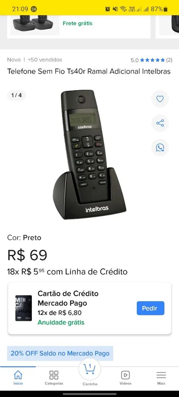 Telefone sem fio Intelbras ts40id - Foto 2