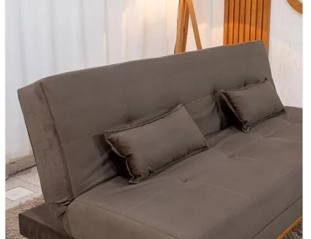 Oferta Sofá cama nubia veludo marrom  - Foto 4