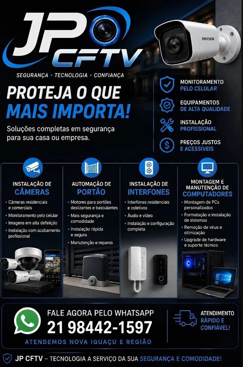 INSTALAÇÃO DE CÂMERAS E SISTEMAS DE SEGURANÇA
