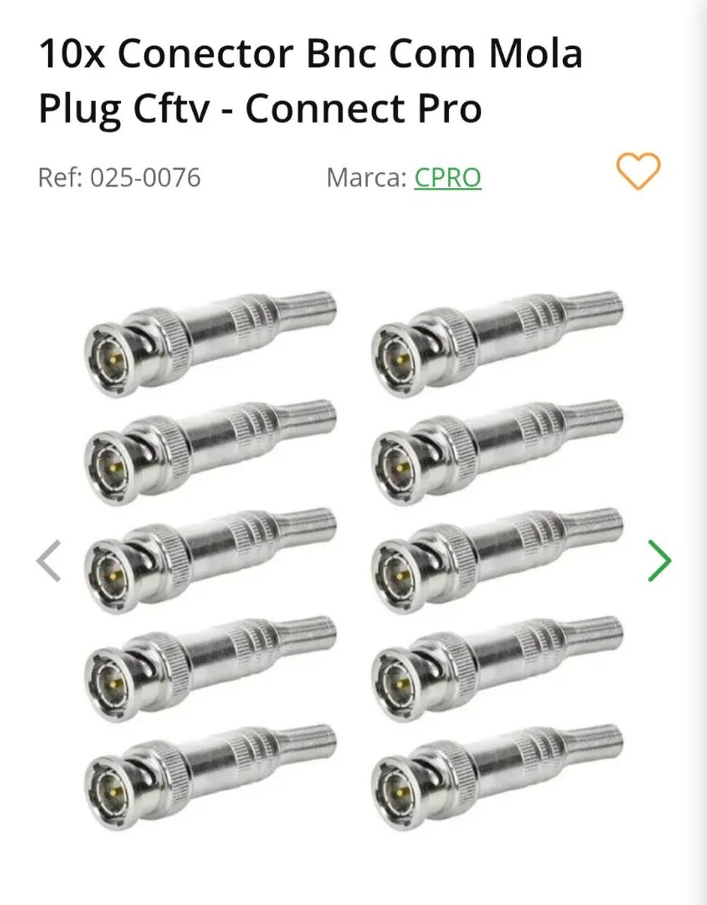 10 Conectores Bnc Com Mola Plug Cftv 