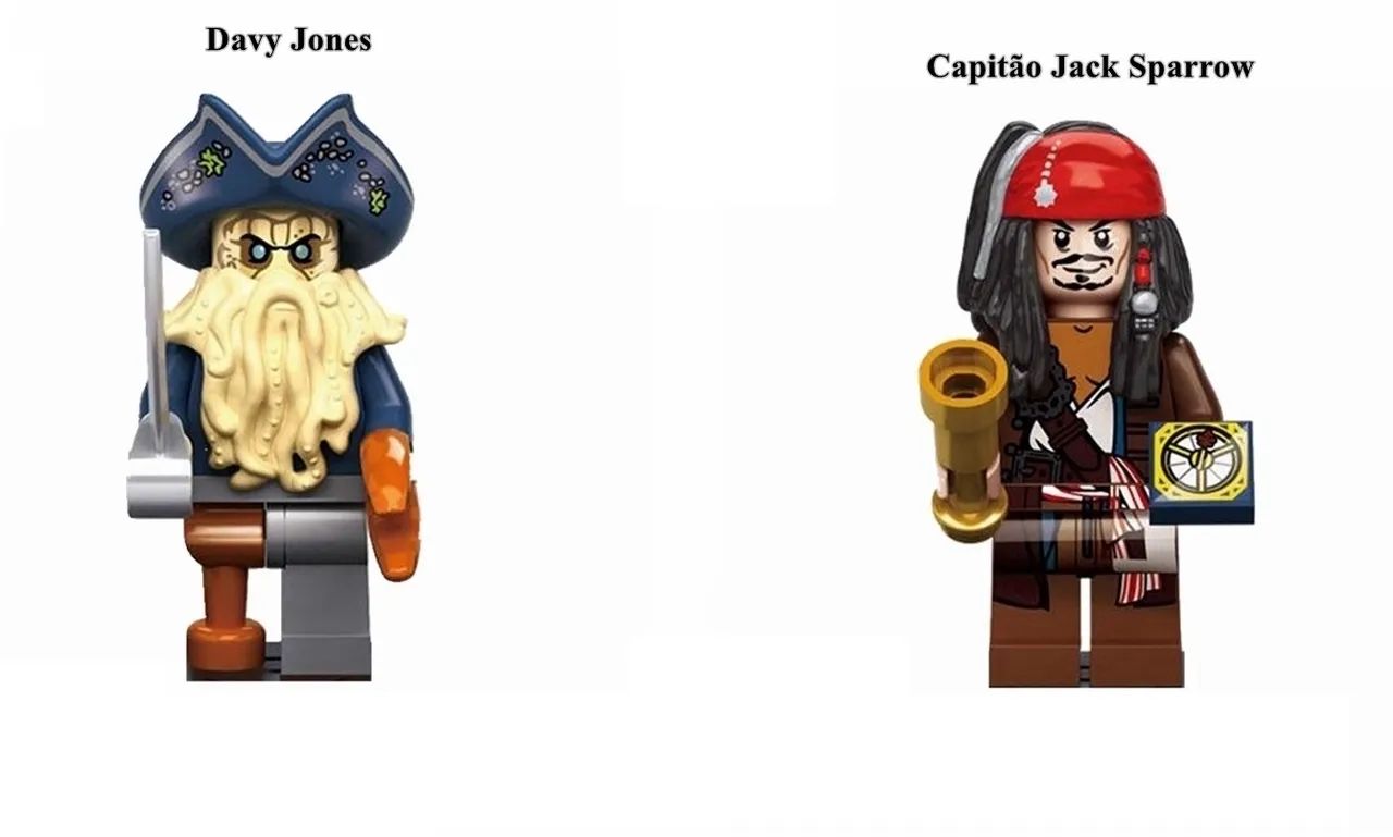 Blocos de montar Jack Sparrow e Davy Jones Mini Figures 2x1