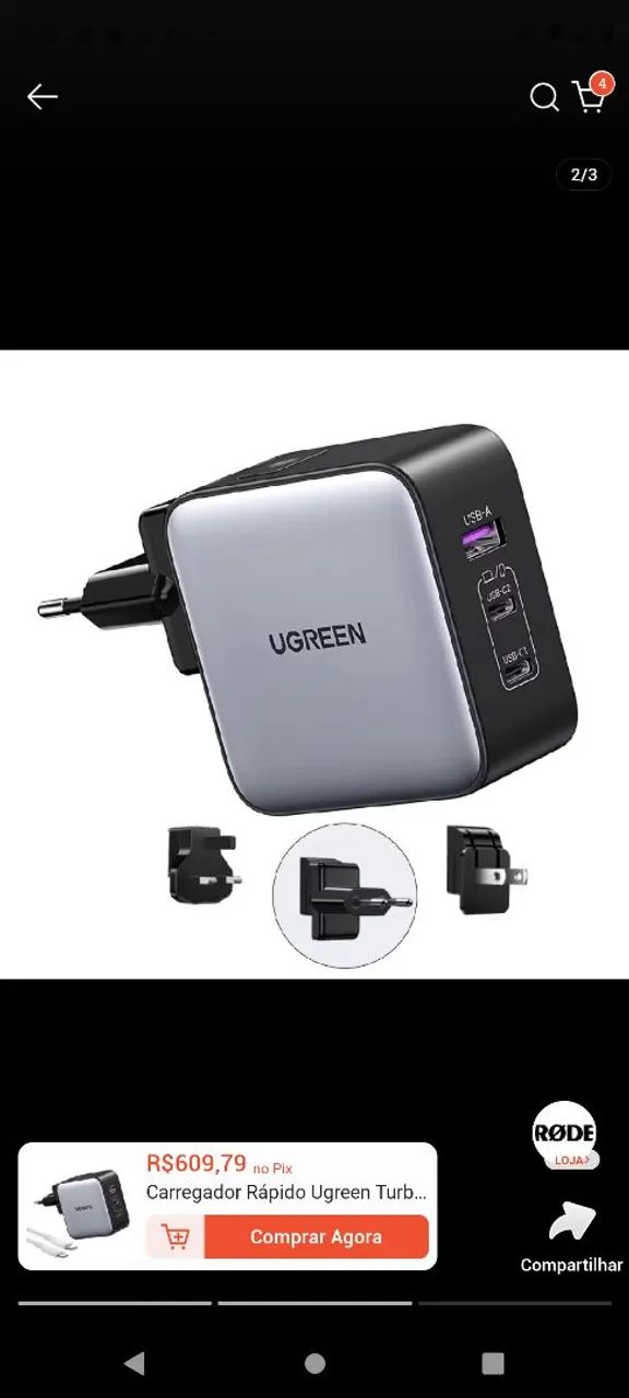 Carregador Ugreen Nexode 65W - Foto 2