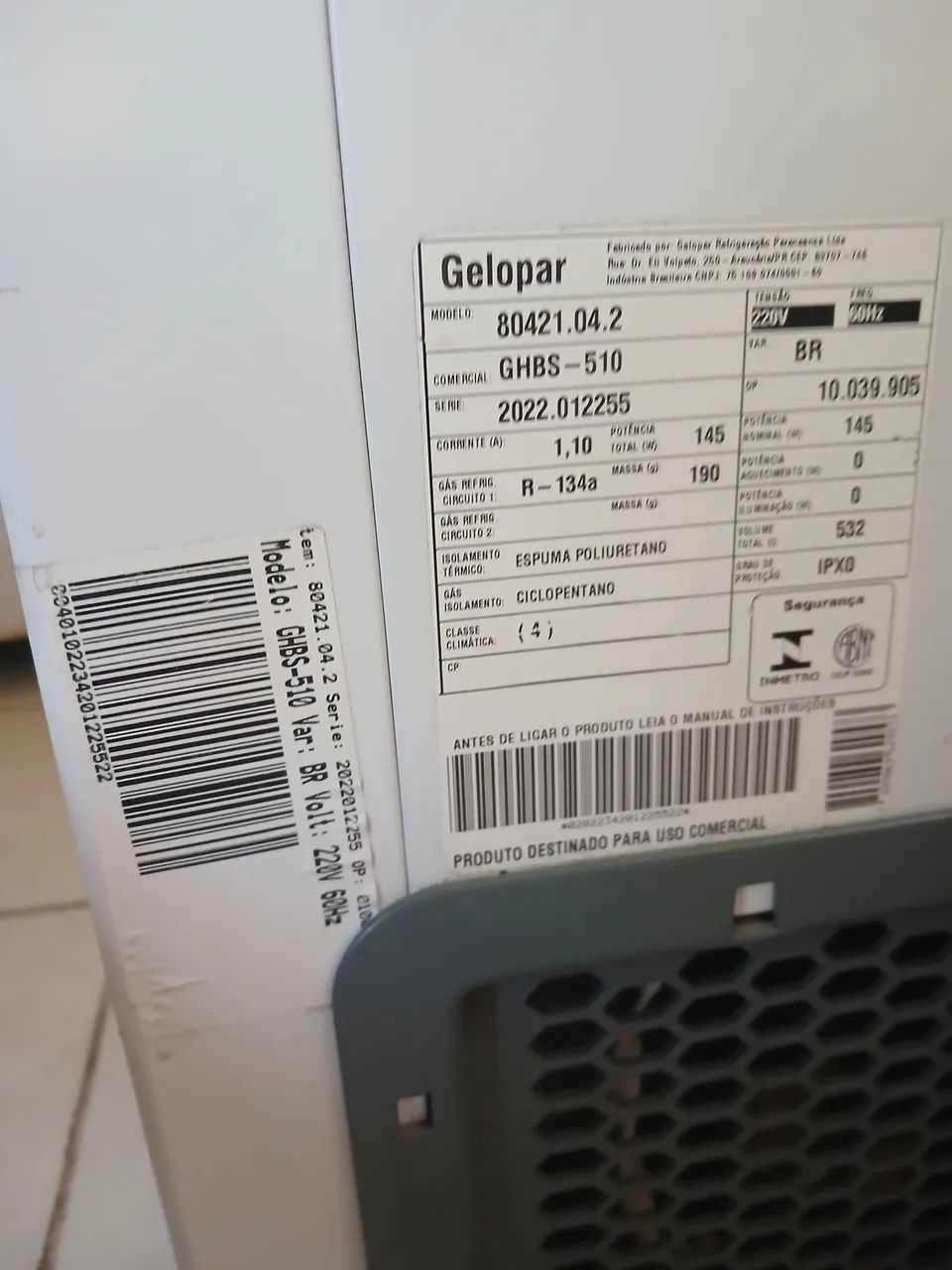 Freezer Gelopar seminovo bem conservado, funcionando perfeitamente 