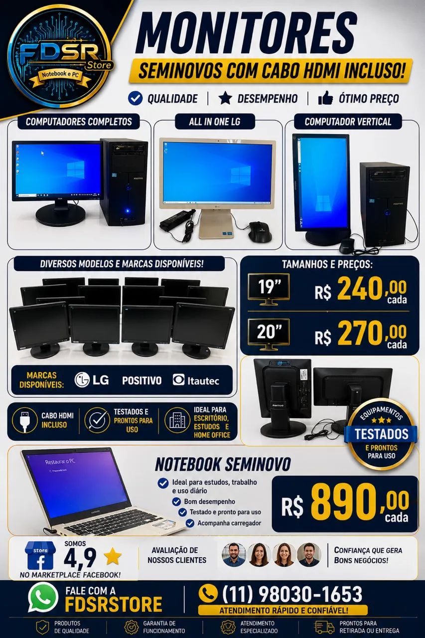MONITORES POSITIVO - 19? E 20? - TESTADOS E FUNCIONANDO