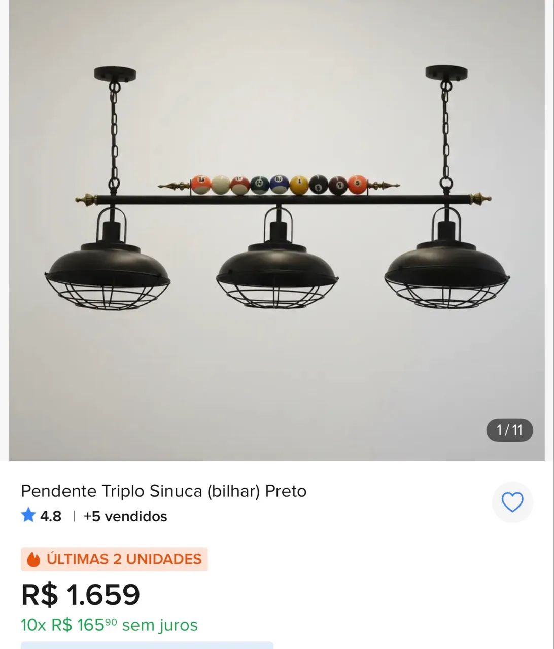 Luminária pendente de sinuca  - Foto 2