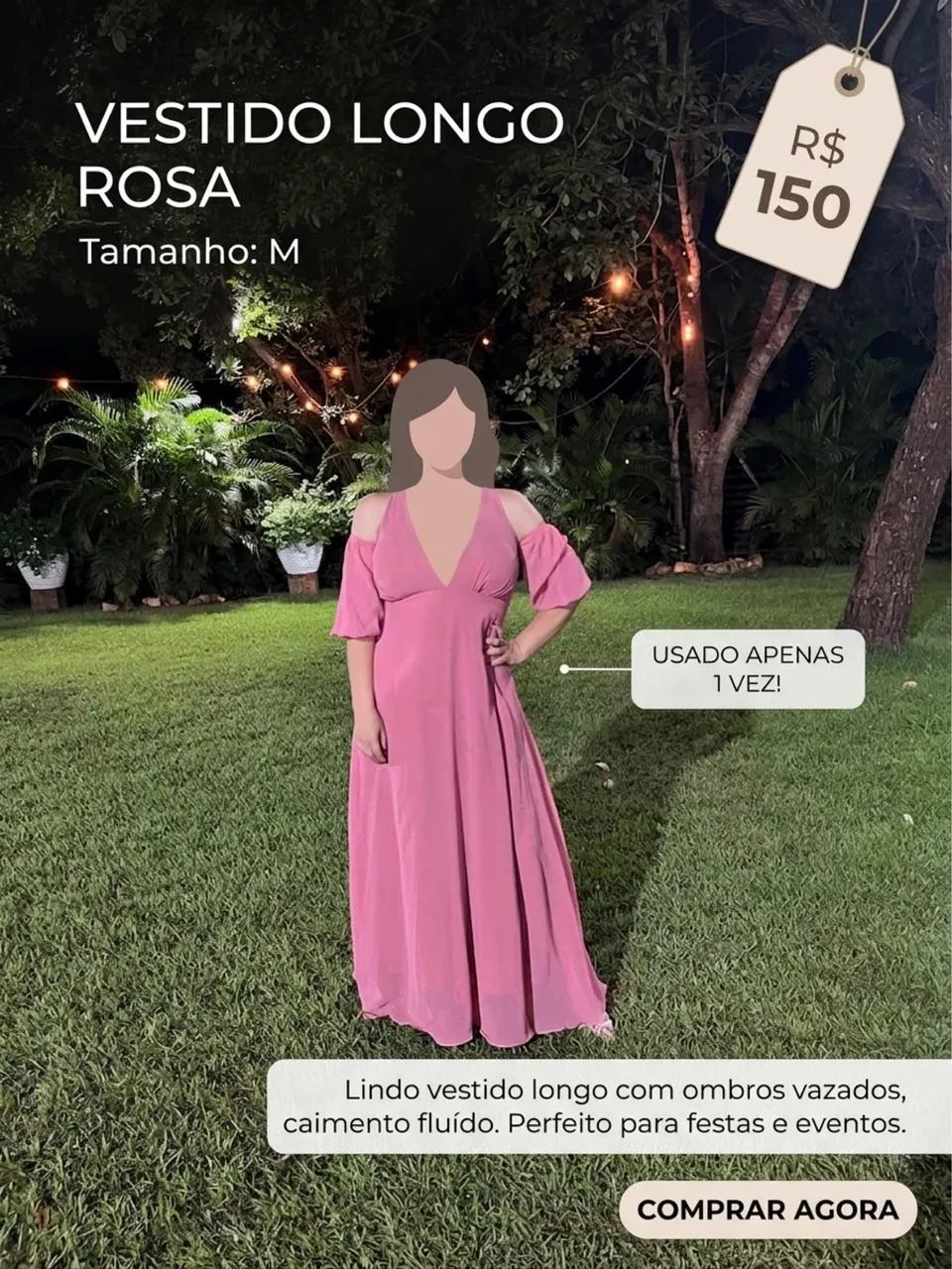 Vestido de festa longo rosa