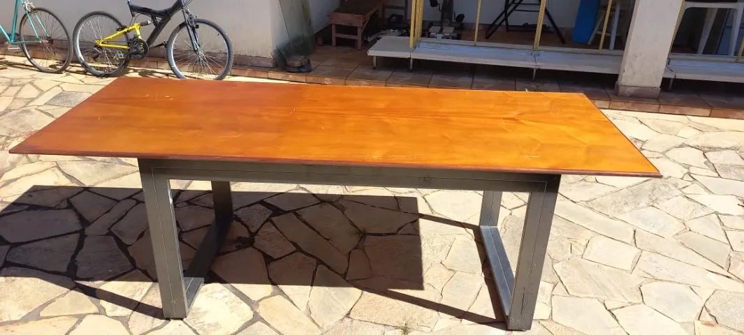 Mesa pés de ferro e tampão de madeira - Foto 3