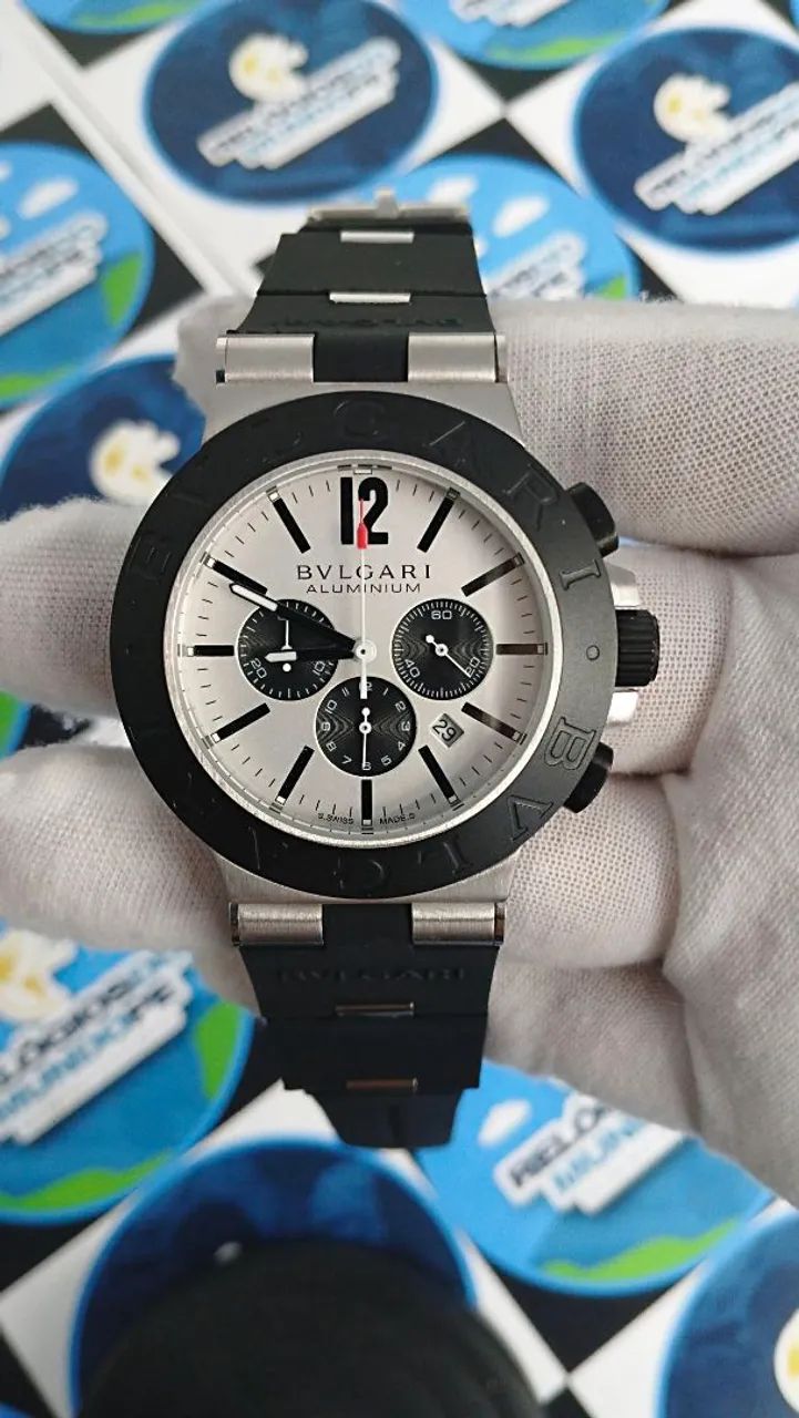 RELÓGIO BVLGARI ALUMINIUM CHNOGRAPH FUNDO BRANCO  - Foto 4