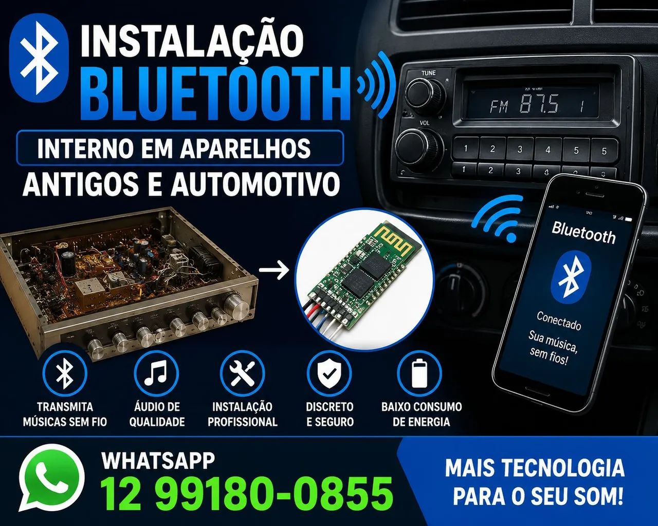 Colocação de placa Bluetooth,?leia descrição 