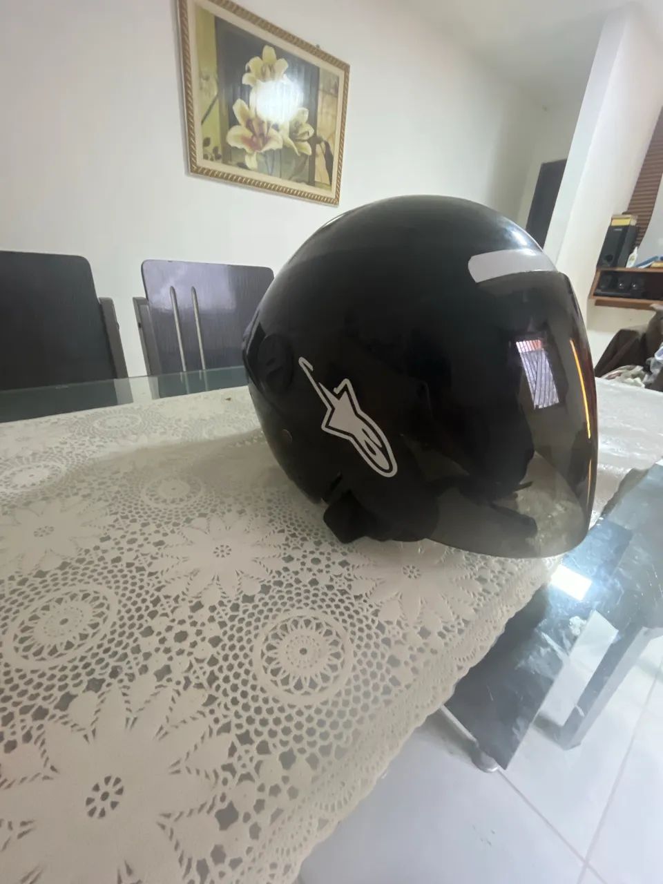Capacete preto com intercomunicador  - Foto 2