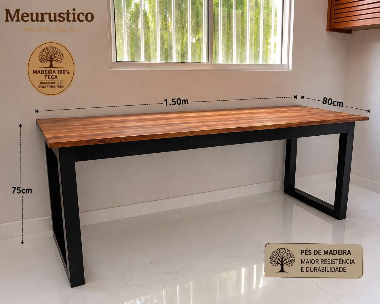 Mesa de 1.50mx80cm pés de madeira  - Foto 2