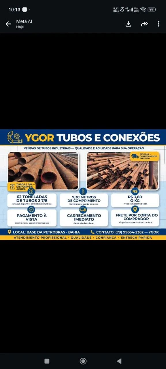 Tubos em bom estado 