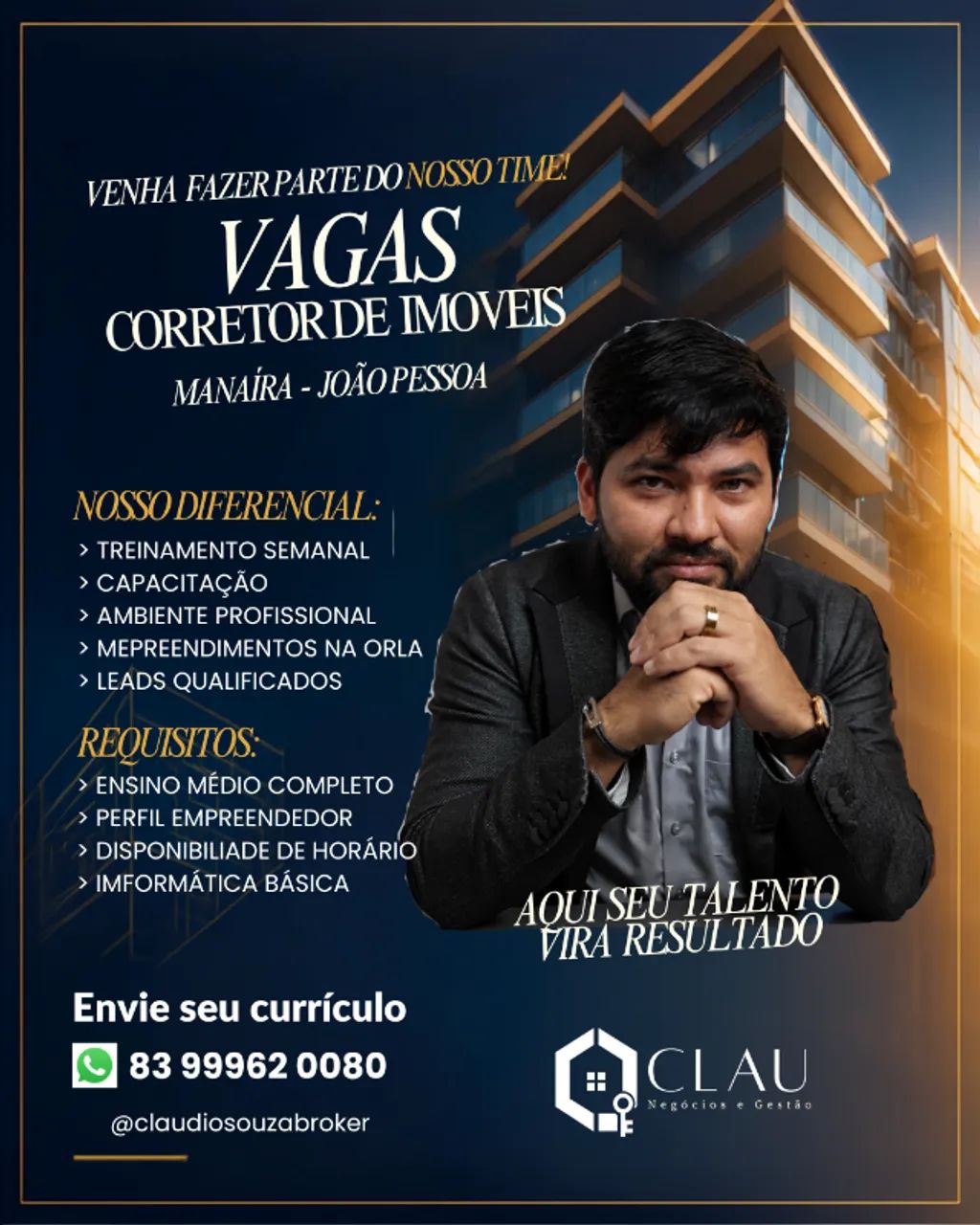 VAGA PARA CORRETOR AUTONOMO