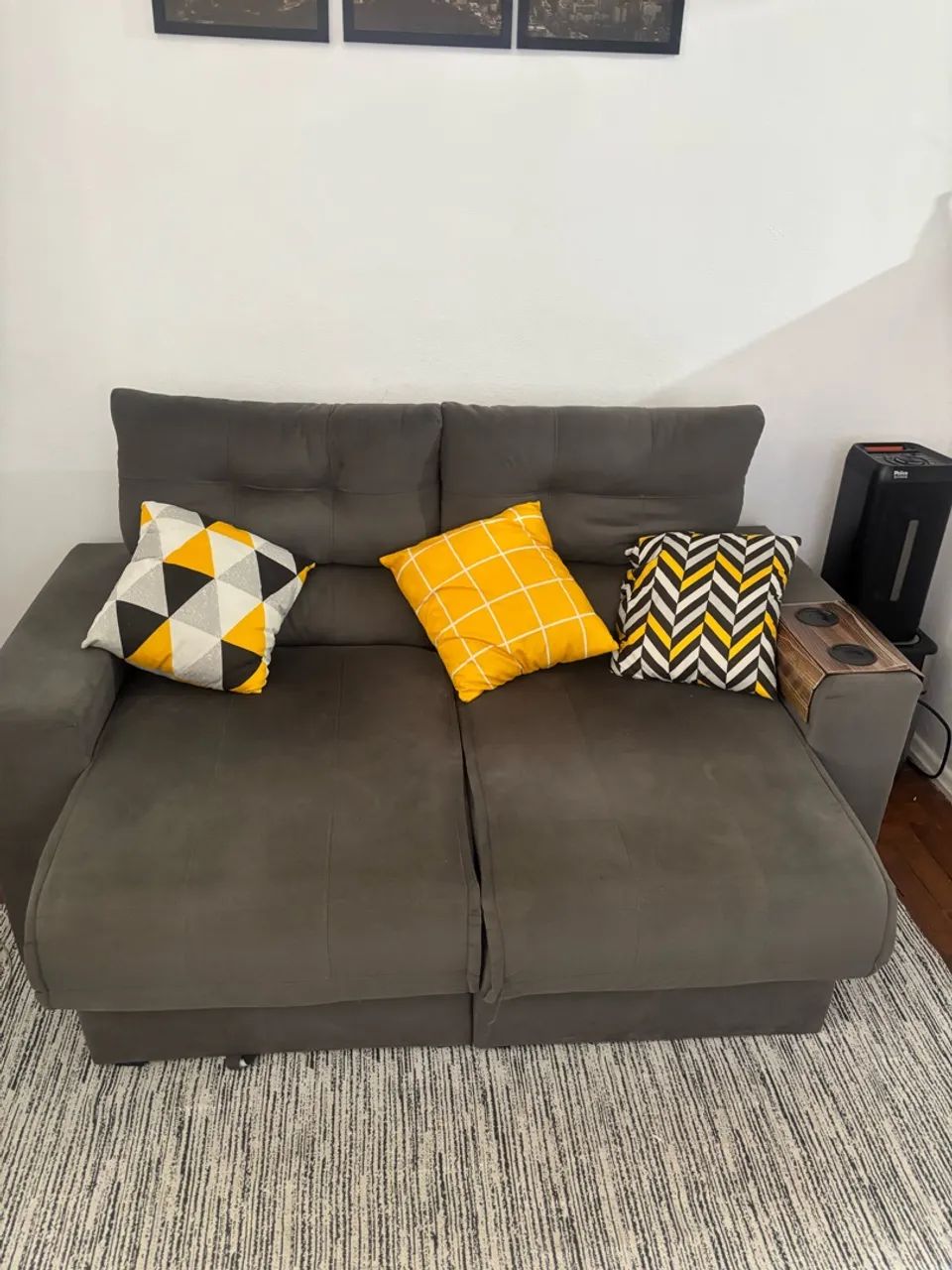 Sofá retrátil cinza  - Foto 3