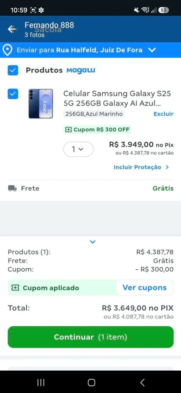 S 25 lindo.  256 gb memória 
