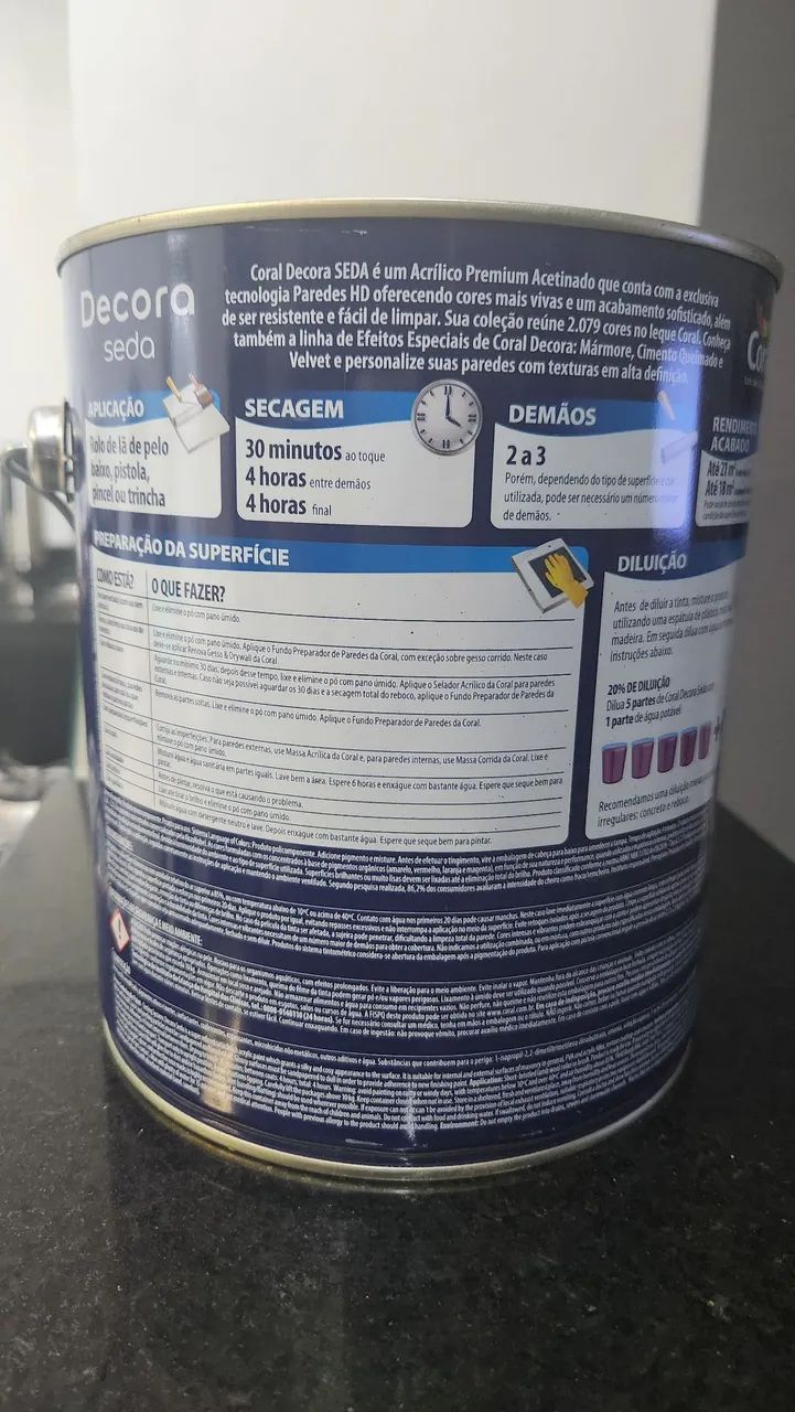 Tinda Coral Decora Seda Premium Acetinada 3,2 Litros - Cor Terra Distante - Manipulada - Foto 3