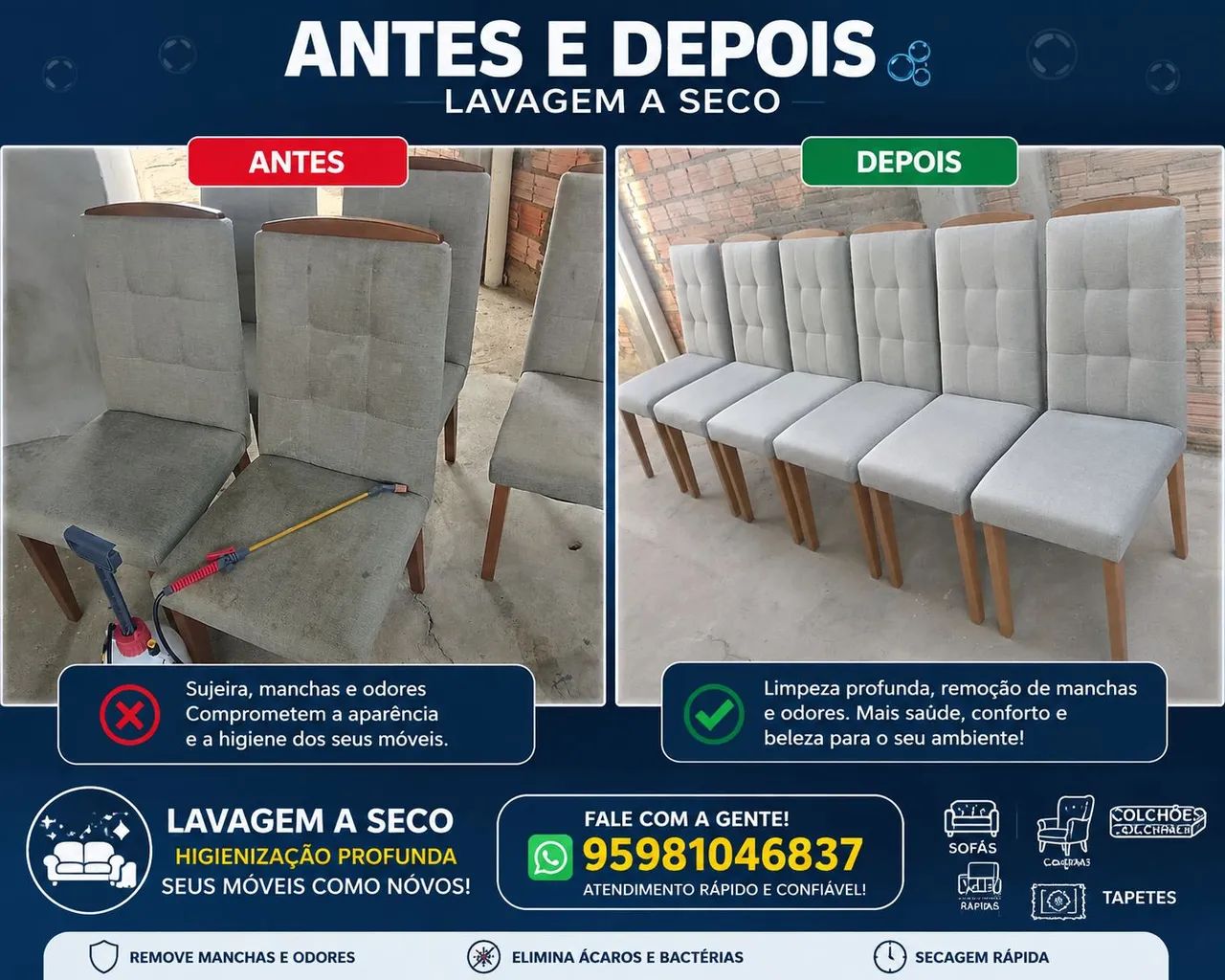 Cadeiras/ lavagem a seco 