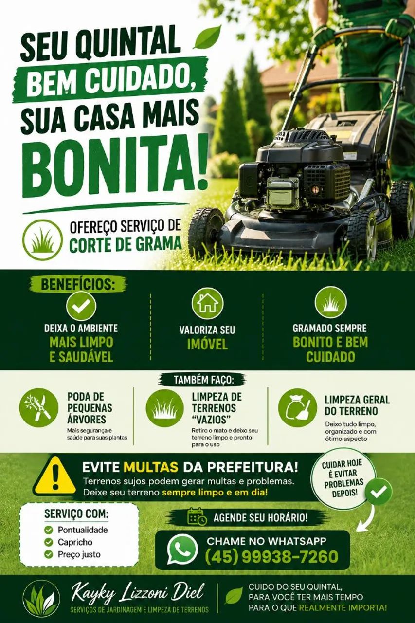 Corte de grama e limpeza de terrenos