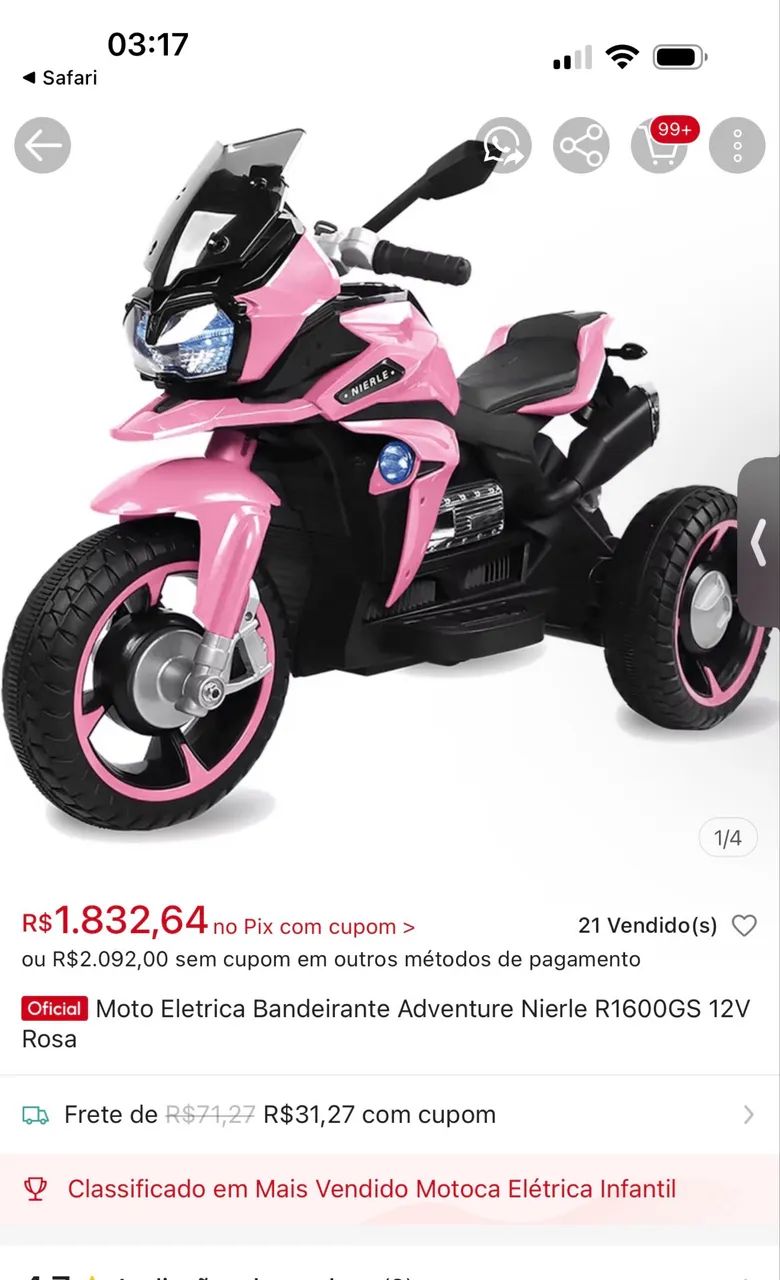 Moto elétrica infantil 