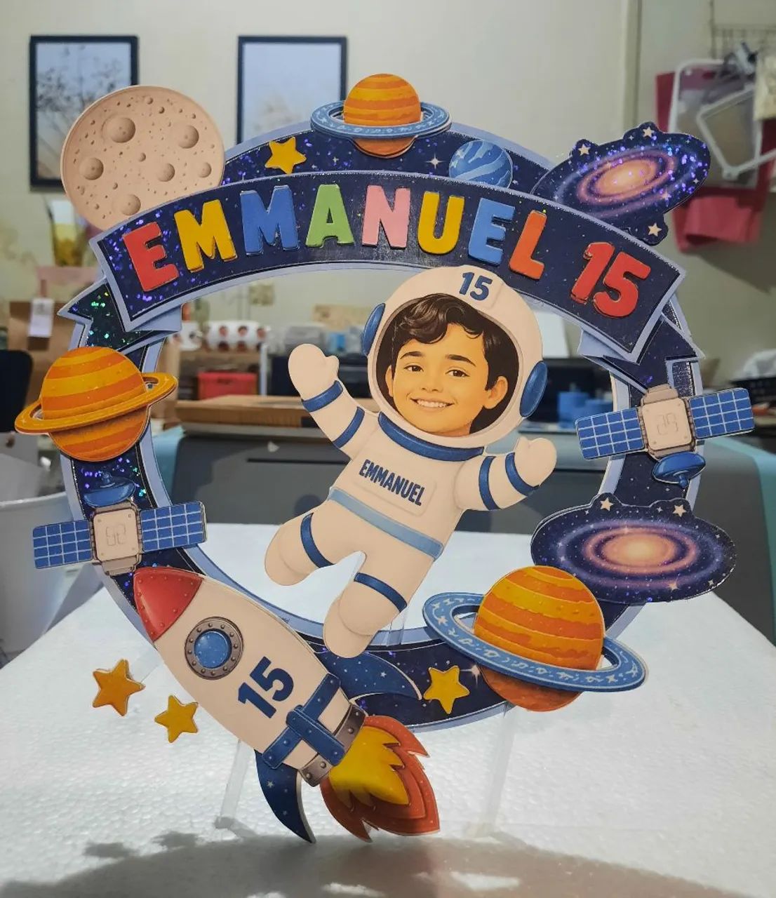 Topo de bolo camada efeito holográfico  - Foto 3