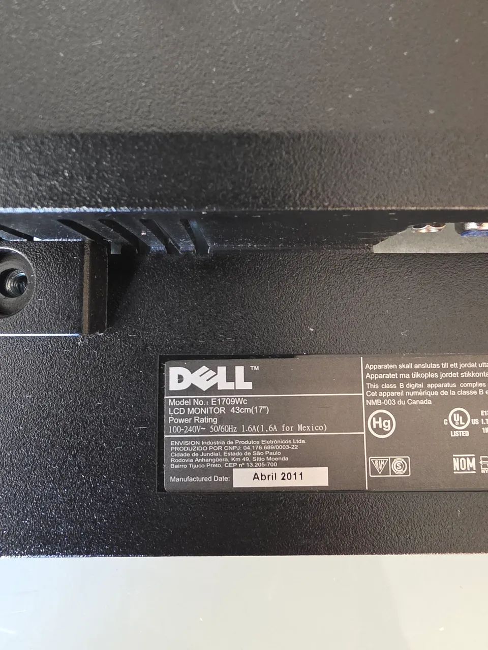 Monitor Dell E1700wc (com defeito) - Foto 3