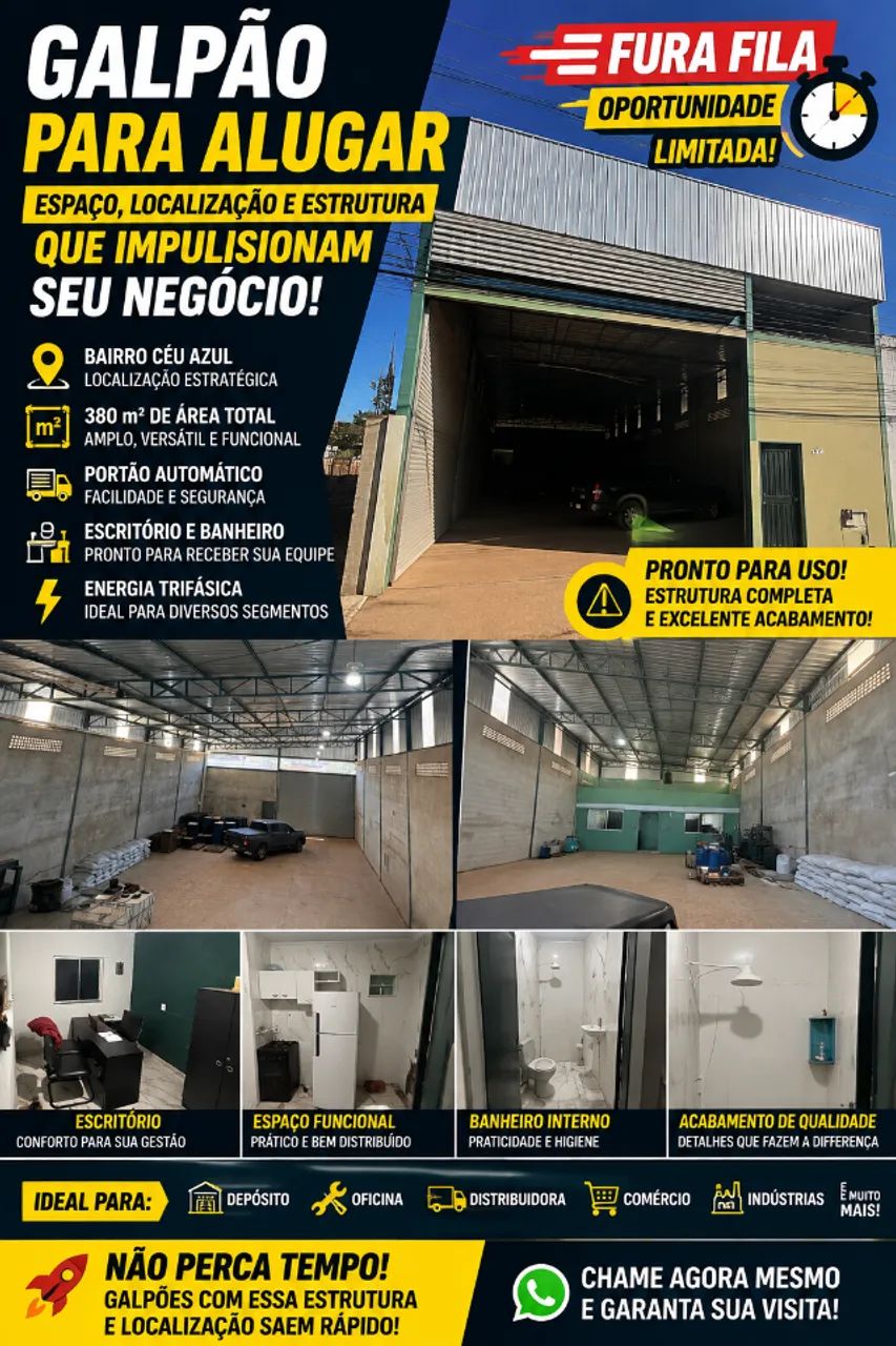 OPORTUNIDADE! GALPÃO AMPLO COM ESCRITÓRIO, COPA E BANHEIRO