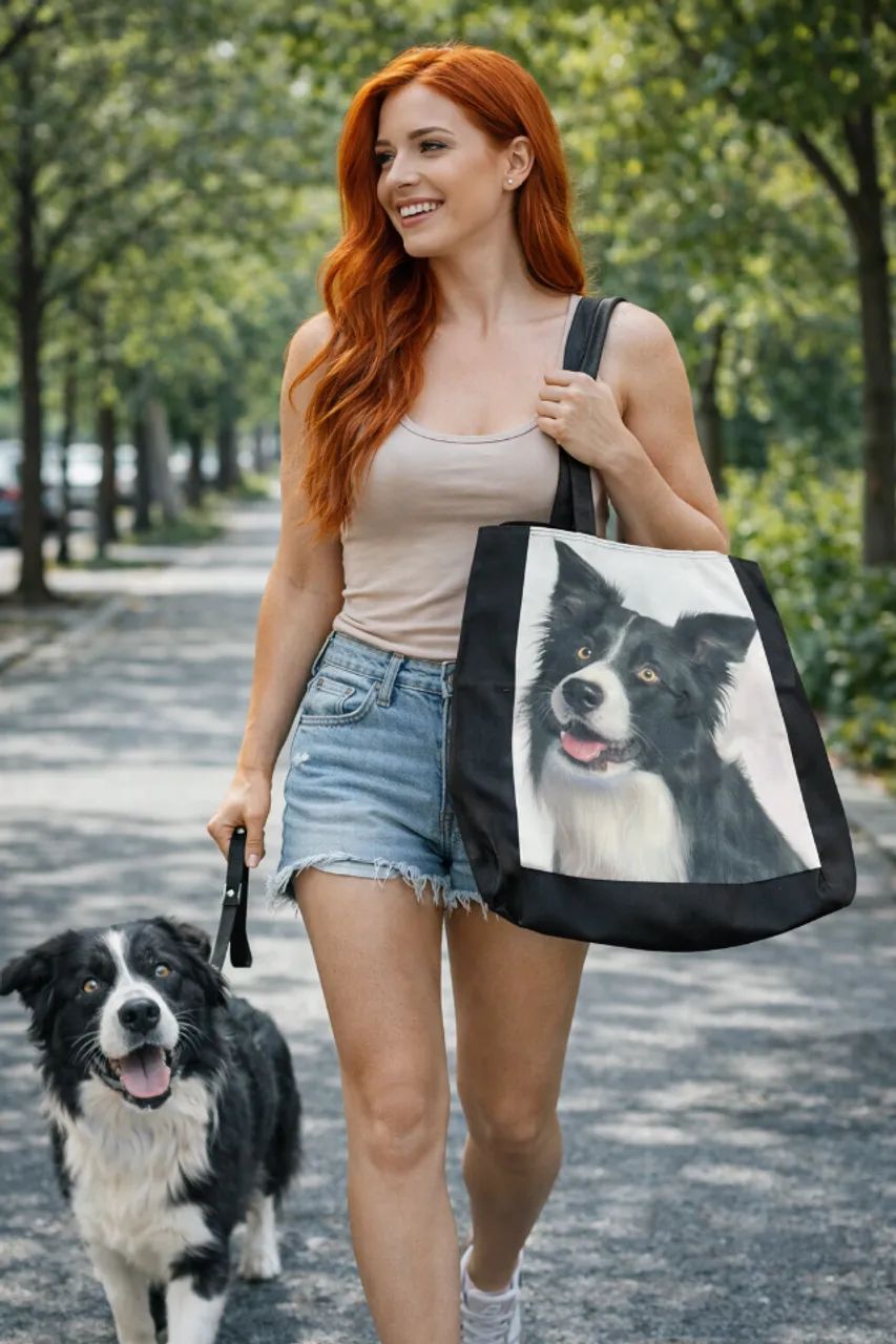 Bolsa ecobag estampa cachorro Boder Collie 