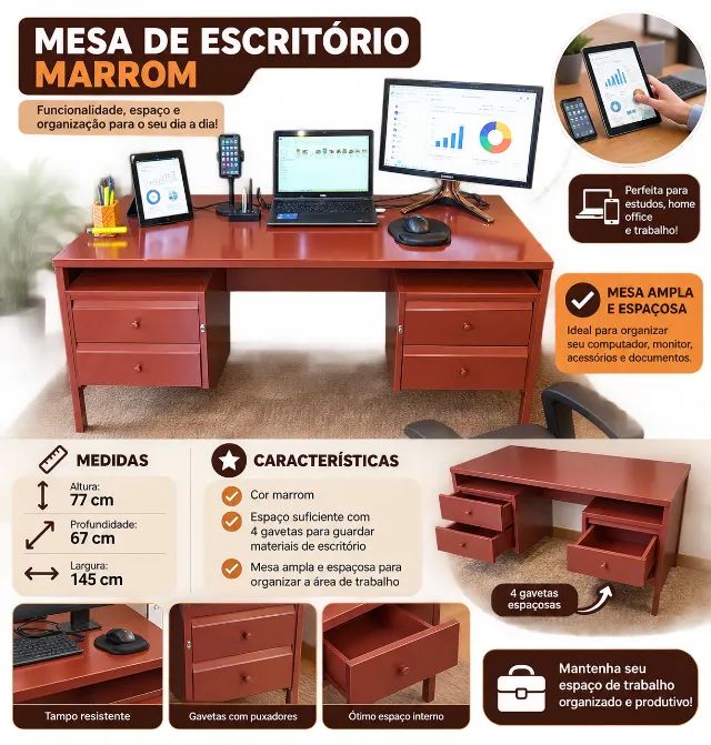 Mesa de escritório marrom