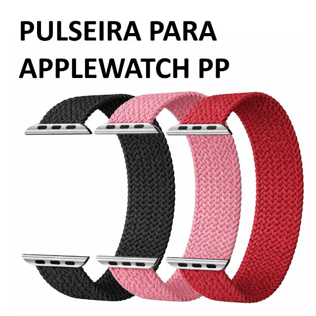 Pulseira para Watch Nylon Loop Solo Elástica 38/40 PP - Preta Rosa ou Vermelha - Foto 6