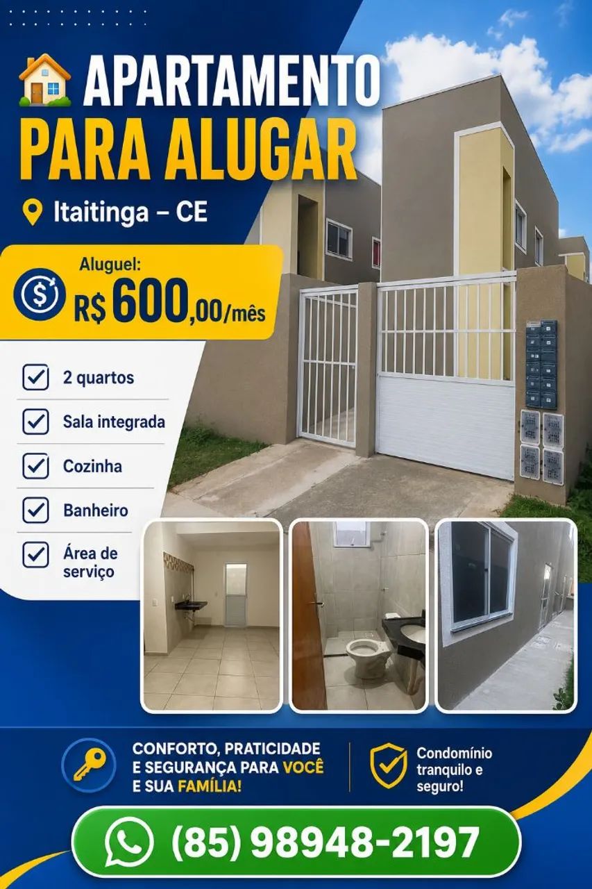 Apartamento 2 Quartos para Alugar - Itaitinga | R$ 600