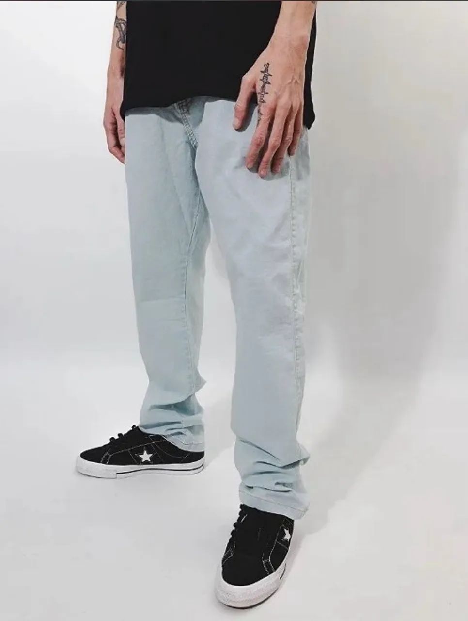 calça reta hilf original azul cristal nova